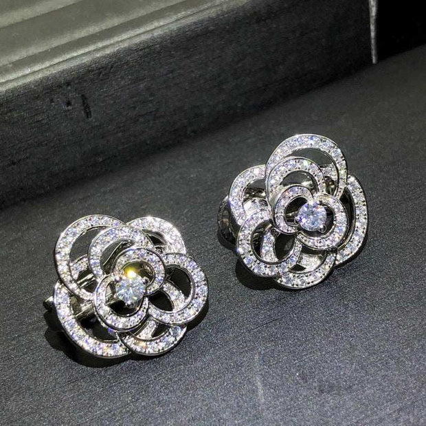 Camellia Rings Ear Studs Design Fashion Women