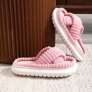 Women's Flat Linen Fluffy Slippers