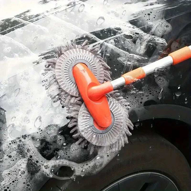 Microfiber Mop Wash Kit Telescopic Car Cleaning Brush With 4 Replacent Header