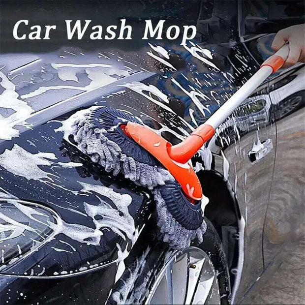 Microfiber Mop Wash Kit Telescopic Car Cleaning Brush With 4 Replacent Header