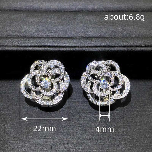 Camellia Rings Ear Studs Design Fashion Women