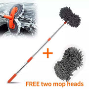 Microfiber Mop Wash Kit Telescopic Car Cleaning Brush With 4 Replacent Header