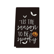Halloween HEY Boo Pumpkin Black White Tea Towel